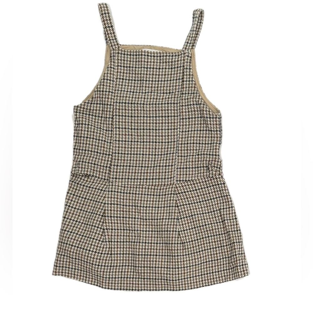 Tan, brown, black, and cream Houndstooth dress.